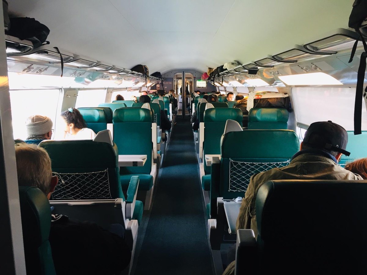 Second class seating on Al Boraq