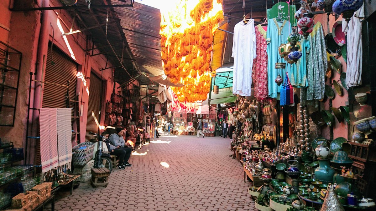 Marrakech street scene near the rail station district