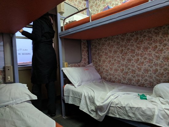 ONCF couchette sleeping compartment with bunk berths